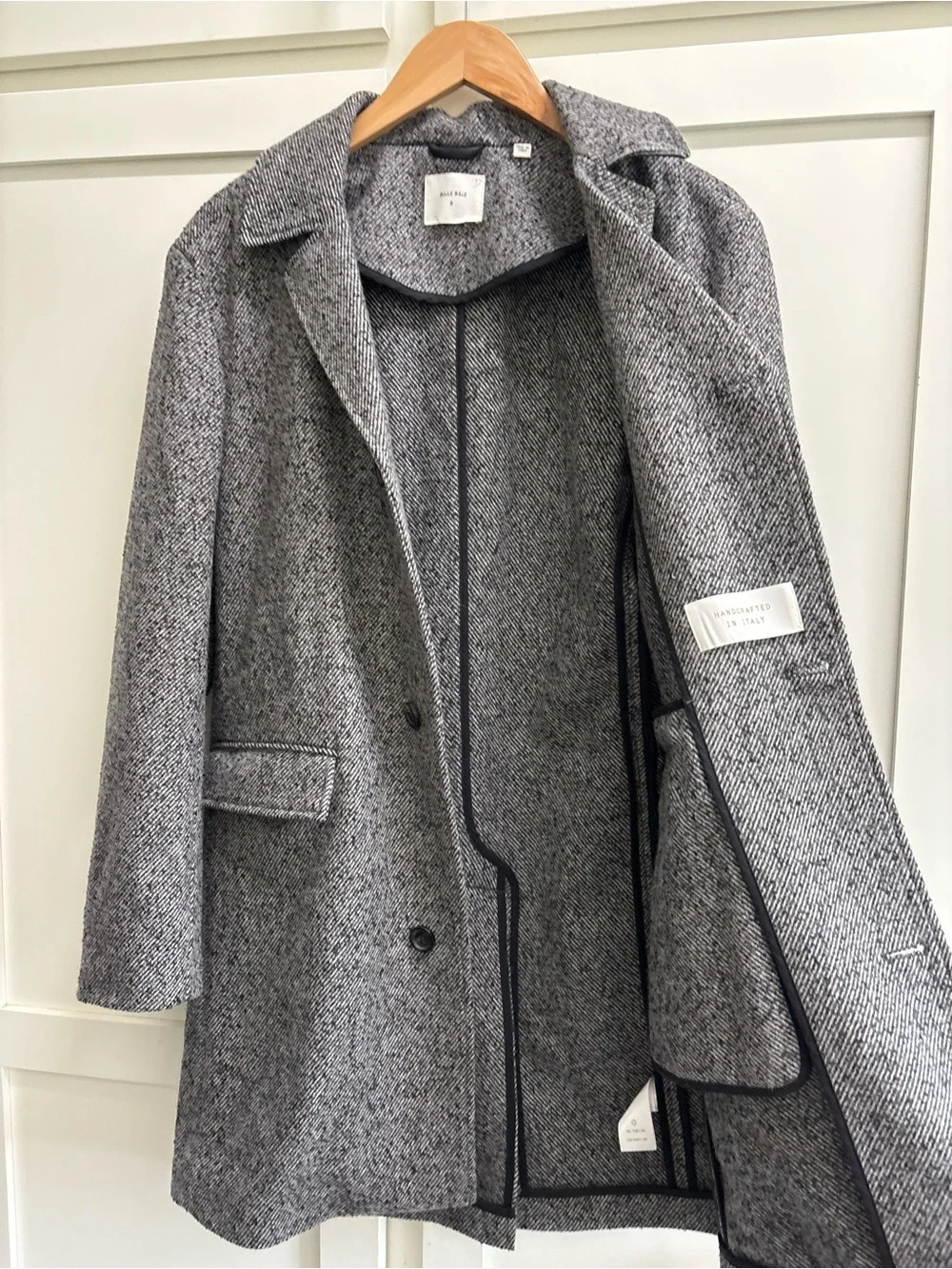 Billy Reid Lancaster Coat men’s small  gray black wool blend made in Italy